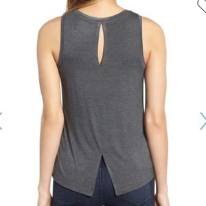 Halogen Keyhole Back Charcoal Gray Tank Top Sz S
